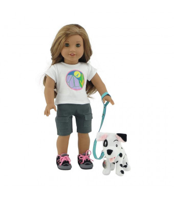 Emily Rose 18 Inch Doll Accessories | Adorable 101 Dalmatian-Inspired Patch Puppy Dog with Teal Leash, Matching Collar and Dog Tag | Fits 18" American Girl Dolls