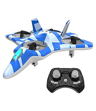 ZEGO F22 Remote Control Quadcopter Fighter Jet with 360 Flip, 2.4GHz 6-Axis Gyro Technology and 4 Blade Propellers (Blue)