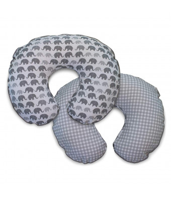 Boppy Microfiber Nursing Pillow Slipcover, Gray Elephants Plaid