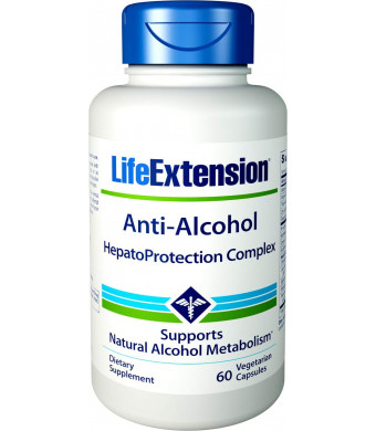 Life Extension Anti-Alcohol with Hepatoprotection Complex, 60 Vegetarian Capsules