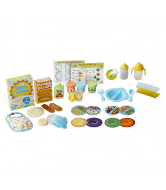 Melissa and Doug Mine to Love Mealtime Play Set for Dolls with Bottle, Pretend Baby Food Jars, Snack Pouch, More (24 Pcs), Multicolor
