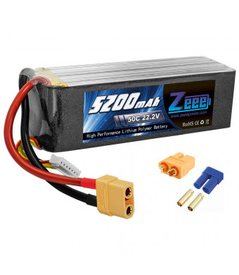 Zeee Lipo Battery Pack 5200mAh 50C 22.2V 6S RC Lipo Batteries with XT90 (XT60/EC5) Plug for DJI Airplane RC Quadcopter Helicopter Car Truck Boat Hobby