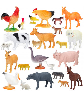 Large Farm Animals Figures, Realistic Simulation Jumbo Plastic Farm Animal Toys Learning Educational Playset Party Favors Bath Toys Cupcake Toppers for Toddlers Kids