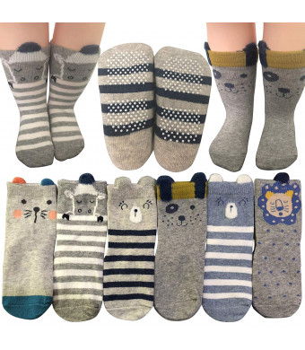Baby Socks 6 Pairs Non Skid 12-36 Months Baby Boys Girls Toddler Anti Slip Skid Slipper Stretch Socks Footsocks Sneakers Socks