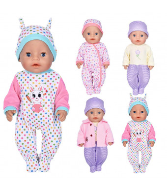 7 Pcs Doll Clothes with Hat and Coat for 43cm New Born Baby Dolls/ 15 inch Bitty Baby Doll