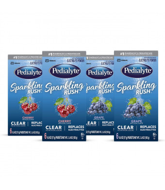 Pedialyte Sparkling Rush Electrolyte Powder, Variety Pack, Sparkling Electrolyte Hydration Drink, 0.6 oz Powder Pack, 24 Count