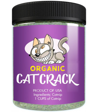 Cat Crack Organic Catnip, Premium Safe Nip Blend, Infused with Maximum Potency Your Kitty Will be Guaranteed to Go Crazy for! (1 Cup)