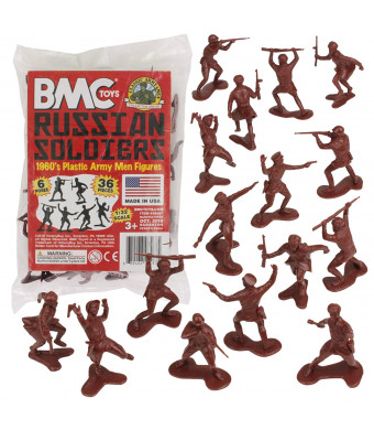 BMC Classic Marx Russian Plastic Army Men - 36pc WW2 Soldier Figures Made in USA