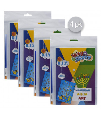 Izzy n' Dizzy Hanukkah Aqua Art Kit - 4 Pack - Includes 8 x 6 Board and Brush - Chanukah Arts and Crafts - Gifts and Games
