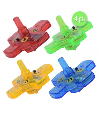 Izzy n' Dizzy Light Up Hanukkah Dreidel - 4 Pack - Bulb Flashes as it Spins - Hanukah Toys, Games and Gifts