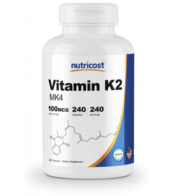 Nutricost Vitamin K2 (MK4) 240 Capsules (100mcg) - Gluten Free and Non-GMO