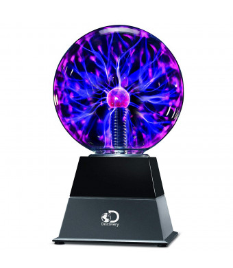 DISCOVERY KIDS 6" Plasma Globe Lamp with Interactive Electronic Touch and Sound Sensitive Lightning and Tesla Coil, Includes AC Adapter, STEM Lava Lamp Style Light for Desk, Kids Room, and More