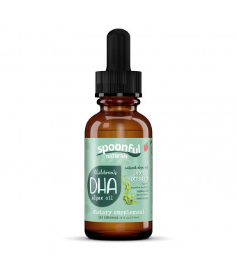 Children's Vegetarian DHA Algae Oil, 400 mg DHA Omega 3, Plant-Based Vegan Brain Support Supplement with Zero Sugar Natural Strawberry Flavor, 4 Ounce