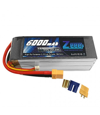 Zeee 6000mAh 50C 22.2V 6S Softcase Lipo Battery with XT90(Upgrade XT60/EC5 Plug) for DJI Airplane RC Quadcopter Helicopter Car Truck Boat Hobby