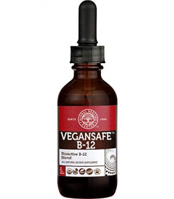 VeganSafe B-12 - Organic Liquid Vegan Vitamin B12 Methylcobalamin Adenosylcobalamin Supplement by Global Healing Center - Great Tasting Drops for Faster and Better Absorption (2 oz)