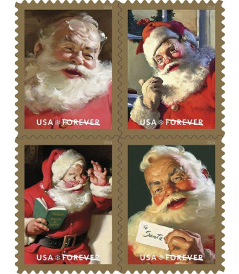 Sparkling Holidays - 2018 USPS Forever First Class Postage Stamp U.S. Forever 50 Cents Coca-Cola Santa Christmas Sheets - Book of 20 Stamps