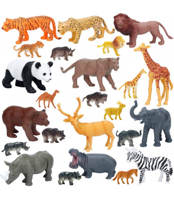 Jumbo Safari Animals Figures, Realistic Large Wild Zoo Animals, Jungle Animals Toys Set with Tiger, Lion, Elephant, Giraffe Eduactional Toys Playset for Kids Toddler Party Supplies