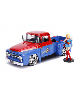 Jada Toys DC Comics Bombshells Supergirl and 1956 Ford F100 DIE-CAST Car, 1: 24 Scale Vehicle and 2.75" Collectible Figurine 100% Metal