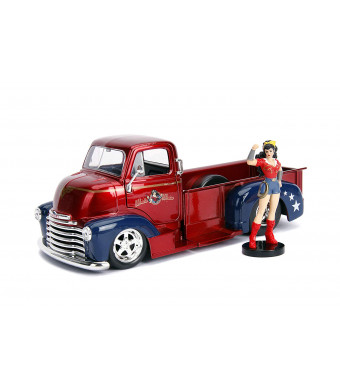 Jada Toys 30453 DC Comics Bombshells Wonder Woman and 1952 Chevy Coe Pickup DIE-CAST Car, 1: 24 Scale Vehicle and 2.75" Collectible Figurine