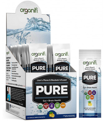 Organifi: Pure Smart Packs - Organic Brain Boost Superfood Solution - 30 Single Serve Packets Per Box - Lemon Flavor - Revitalize and Alkalize for Daily Mental Focus - Gut-Cleansing Digestive Enzymes