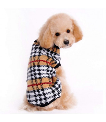 Stock Show Puppy Dog Cat Knitted Sweater Vintage Plaid Sweater Pink Love Heart Breathable Crochet Knit Sweater Sweatershirt Pullover Jumper for Small Pets Puppy Kitten Rabbit Winter Keep Warm