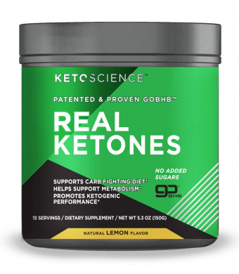 Keto Science Real Ketones Powder Dietary Supplement, Sugar-Free Lemon Drink Mix, Supports Carb-Fighting Diet and Weight Loss, 5.3 oz. (15 Servings)