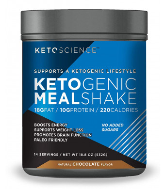 Keto Science Ketogenic Meal Shake Chocolate Dietary Supplement, Rich in MCTs and Protein, Keto and Paleo Friendly, Weight Loss, 19 oz. (14 Servings)