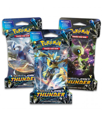 Pokemon TCG: Sun and Moon Lost Thunder, 3 Blistered Booster Pack Containing 10 Cardsper Pack with Over 210 New Cards to Collect