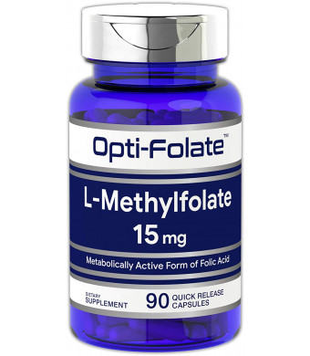 Opti-Folate L-Methylfolate 15 mg (90 Capsules) | Optimized and Activated | Max Potency | Non-GMO, Gluten Free | Methyl Folate, 5-MTHF