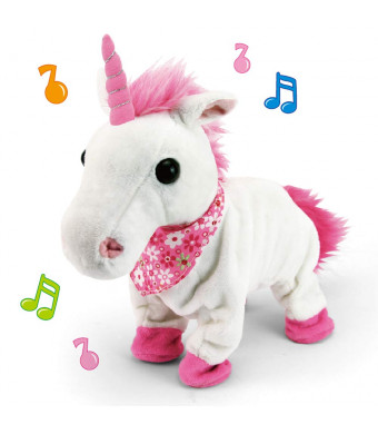 Liberty Imports Interactive Animated Walking Pet Electronic Unicorn Plush Sound Control Toy Animal - Gallops and Neighs (Unicorn)