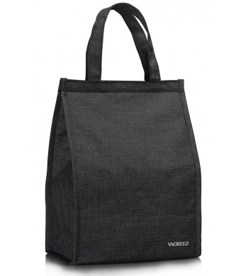Lunch Bag, VAGREEZ Insulated Lunch Bag Large Waterproof Adult Lunch Tote Bag For Men or Women (Black)