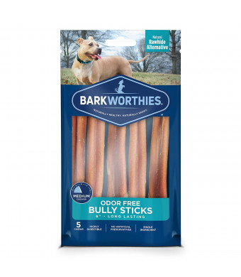 Barkworthies Odor Free Bully Sticks Healthy Dog Chews - Protein-Packed, All Natural Rawhide Alternative - Highly Digestible Dog Treat - Promotes Dental Health