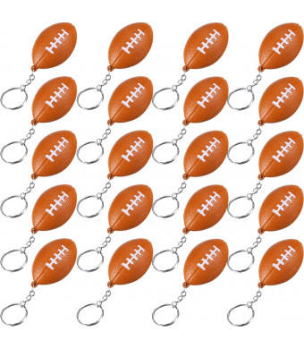 Blulu 20 Pack Orange Basketball Keychains or Kids Party Favors, School Carnival Reward, Party Bag Gift Fillers (Football Keychains)