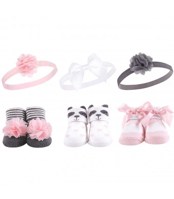 Hudson Baby Baby Girls' Headband and Socks Set, 6 Piece