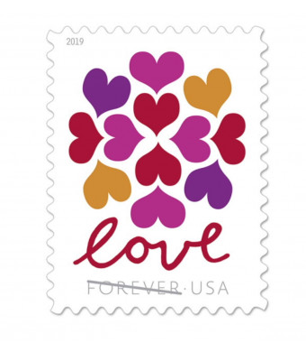 USPS Hearts Blossom Love Forever Stamps 2019 (2 Sheets, 40 Stamps)