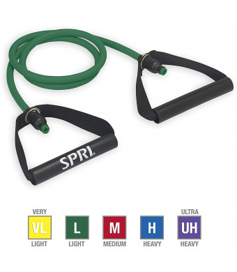 SPRI Xertube Resistance Bands Exercise Cords with Handles Attached (All Exercise Bands Sold Separately) - Door Attachment Anchor Option Available