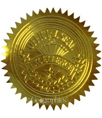 Geographics Gold Embossed Foil Seal, 100 per Pack (20014)