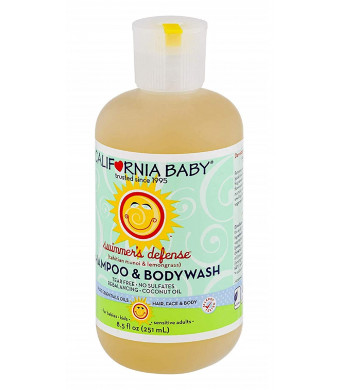 California Baby Swimmer's Defense Shampoo and Body Wash - Hair, Face, and Body | Gentle, Allergy Tested | Dry, Sensitive Skin, 8.5 oz.