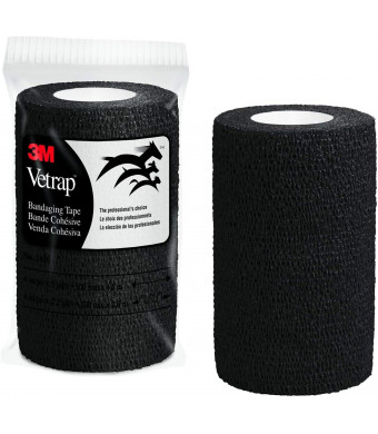 3M Vetrap 4" Bandaging Tape, 4" x 5 Yards (Black, Single Roll)