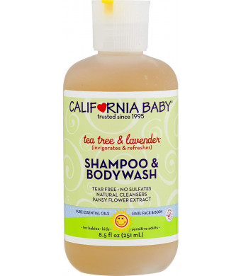 California Baby Tea Tree and Lavender Shampoo and Body Wash - Hair, Face, and Body | Gentle, Allergy Tested | Dry, Sensitive Skin, 8.5 ounces