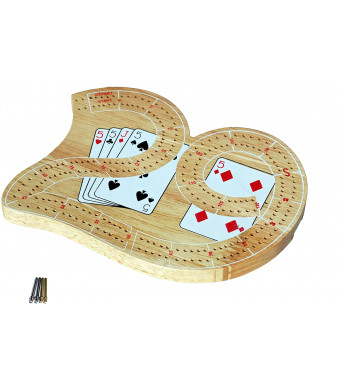 WE Games Mini 29 Cribbage Set - Solid Wood 2 Track Board with Metal Pegs