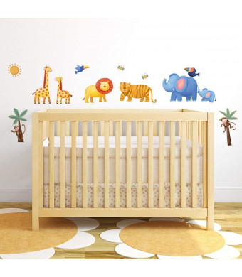 RoomMates RMK1136SCS Jungle Adventure Peel and Stick Wall Decals, Multi