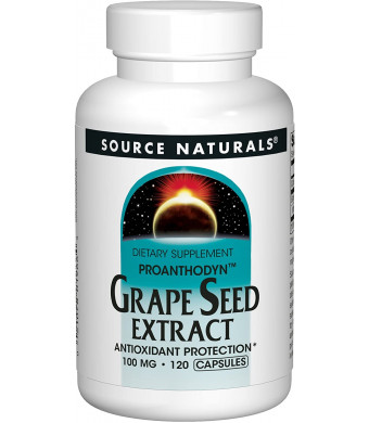 Source Naturals Grape Seed Extract, Proanthodyn 100 mg Antioxidant Protection and Supports Healthy Aging Brain - 120 Capsules