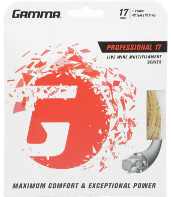 Gamma Sports Live Wire Tennis Racket String Multifilament Series- Softer Cushioned Feel For Exceptional Power and Greater Control That Is Easy On The Arm - 16L, 17, or 18 Gauge (Natural)