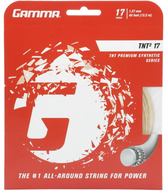 Gamma TNT2 Tennis Racket String Premium Synthetic Series- Enhances Playability, Durability And Control For All Playing Styles - 15L, 16, 17 or 18 Gauge (Black, Blue, Natural, Orange, Pink, Yellow)