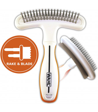 Wahl 2-in-1 Combination Double Row Pet Rake with hair shedding Blade for dog or cat fur by The Brand Used By Professionals. #858424