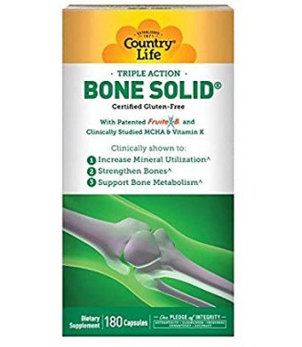 Country Life Triple Action Bone Solid - 180 Capsules - Increase Mineral Utilization - Strengthen Bones - Bone Metabolism