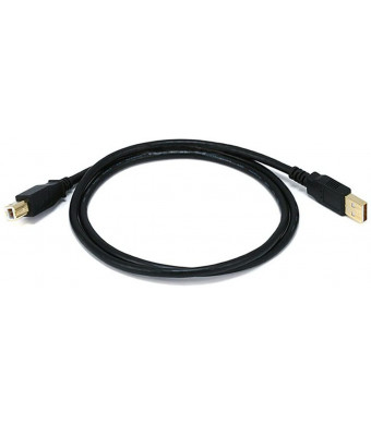 Monoprice 3-Feet USB 2.0 A Male to B Male 28/24AWG Cable (Gold Plated) (105437)
