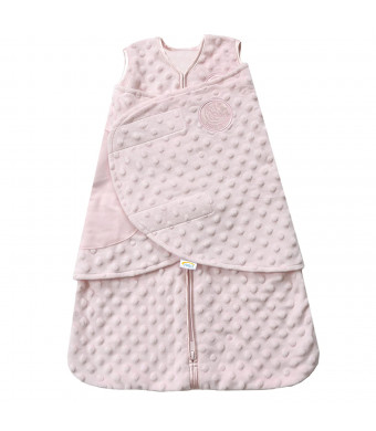 HALO Sleepsack Plush Dot Velboa Swaddle, Pink, Newborn
