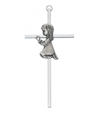 Religious Praying Girl Baptism Wall Cross for Babies, 6 Inch